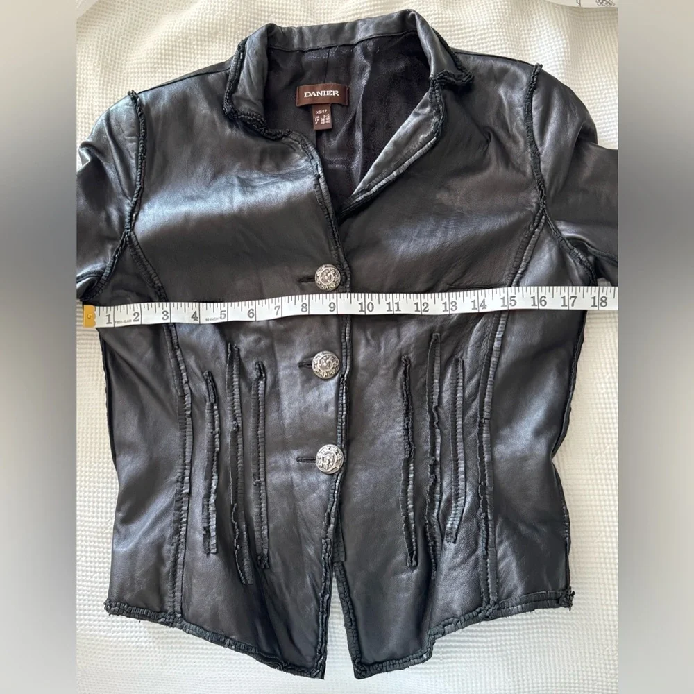 DANIER Y2K black leather Jacket size XS - Picture 9 of 15